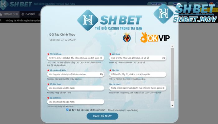 Hướng dẫn quy trình đăng ký tài khoản SHBET